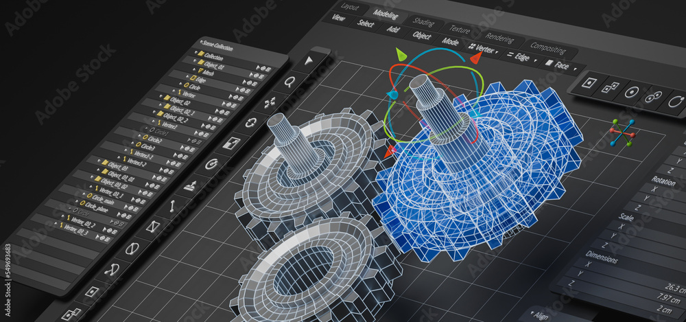 3D CAD gear modeling interface