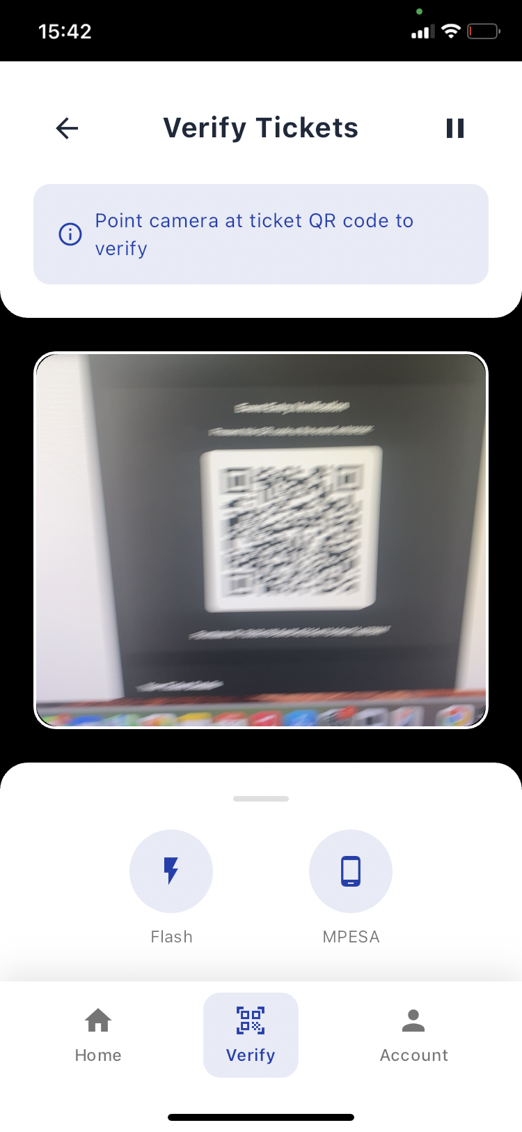 Eventive mobile ticket verification scan screen